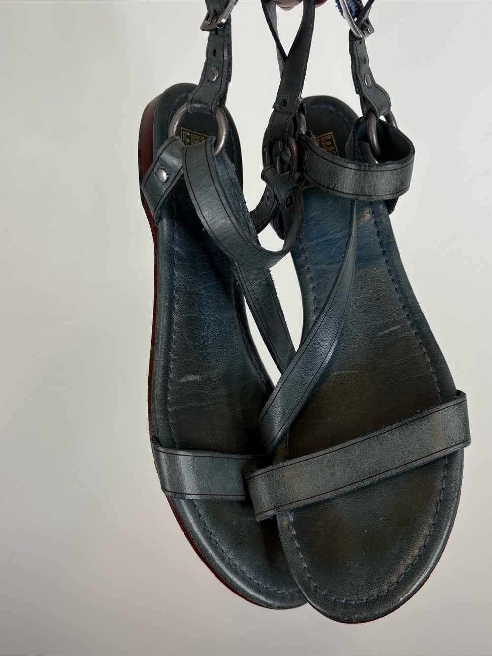 Frye Blue Leather Strappy Sandals Size 8 - Picture 2 of 7